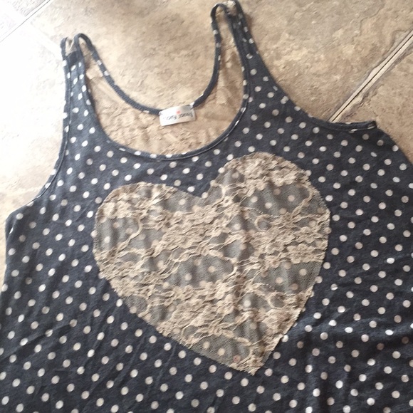 Tank top, heart, polka dots, lace back - Picture 2 of 3